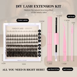 Thick Natural 220 Clusters DIY Segmented Eyelashes Extensions Soft Light Hand Made Reusable Curling Grafted Lashes Combination Series Individual Eyelash