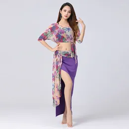 Stage Wear Belly Dance Top Long Skirt Set Practise Clothes Sexy Women Suit Carnaval Disfraces Adults Rave Festival Clothing