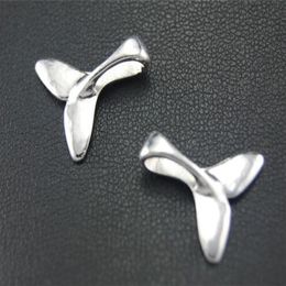 500pcs lot Antique silver Alloy Whale Tail Fish Charms Pendants For diy Jewelry Making findings 16x17mm223S