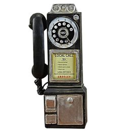Home Decor Vintage Telephone Model Wall Hanging Crafts Ornaments Retro Home Furniture Figurines Phone Miniature Decoration Gift 231222