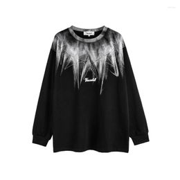 Men's T Shirts Chinese Fad Couple Oversize Loose Niche Design Five-Pointed Star Rhinestone Long Sleeve T-shirt Men And Women All-Matching