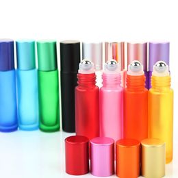 102030pcs 10ml Thick Frosted Glass Roll On Bottles Roller Ball Essential Oil Vials Empty Refillable Perfume Bottle 231222