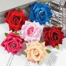 Decorative Flowers 10 Pcs/bag Simulation Rolled Edge Rose Head Silk Fabric Artificial Wedding Room Decoration Props