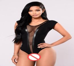 Sexy Women Black Bodysuit V Shape Fishnet Romper Summer Sleeveless Playsuit Beach Party Swimsuit Exotic Jumpsuit9460862