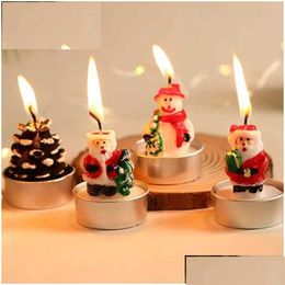 Doftande ljus 3st julljus Santa Claus Snowmen Tin Curs Dekorationer för Home Mini Navidad Year Drop Delivery Garden Decor Dhhmv