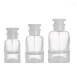 Storage Bottles Empty Perfume Bottle Clear Glass Round Thick Bottom Mist Spray Crimp Pump White Lid 30ml 50ml 100ml 5pcs Atomizer Refill