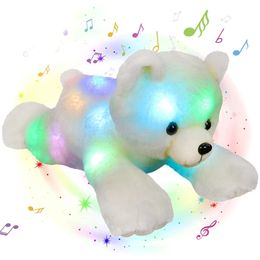 37cm Plush Bear LED Toy w Music Optional Colorful Light Childrens Room Decoration Baby Birthday Xmas Gift Drop 231221