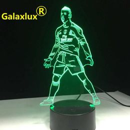 Lights Night Lights USB 3D Led Night Light Football Player Touch Sensor 16 Colours Remote Control Changing Desk Lamp Bedside Soccer Lights