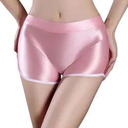 Women's Shorts Metelam Oil Shiny Glossy Sports Underwear Boyshorts Stretch Boxer Panties