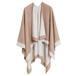 Ladies Pashmina Scarf Cape Bohemia Woman Winter Coat Cloak Imi tation Cashmere Poncho Cover Up Woollen Shawls Wrap Knit Capa X0722302a