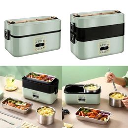 220V Electric Heating Lunch Box 1/2 Layer Food Storage Container Portable Electric Rice Cooker Food Warmer For Travel Office 231221