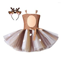 Girl Dresses Cute Christmas Deer Tutu For Girls Birthday Party Reindeer Animal Dress Outfits Kids Halloween Costume Baby Clothes