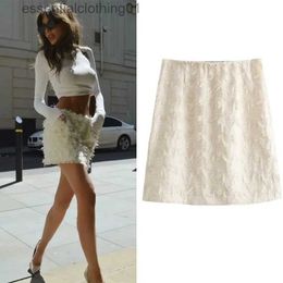 Skirts TRAF White Mini Skirts Women Sexy A-Line Short Skirt Woman Korean Fashion Aesthetic Skirts Fe Elegant Side Zip-Up New Skirt L231222