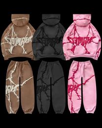 Moda Designer Casal Homens Mulheres Hoodie Y K Oversize Full Zip Up Hip Hop Streetwear Vintage Puff Imprimir Moletons CHG O