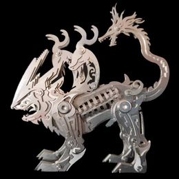 3D Puzzles 3D Puzzle Chimera Model Kit Mechanical Metal jigs Ancient Divine Beast Models DIY Assembly Toys for Teens Adults - 98pcs YQ231222