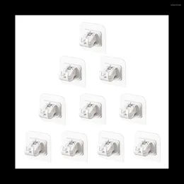 Kitchen Storage 10Pcs Hooks For Curtain Rod Without Nails Brackets No Drilling Self Adhesive Fixed Clip Bracket