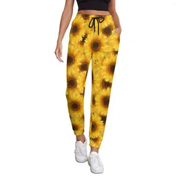 Women's Pants Sunflower Print Jogger Nature Flower Casual Big Size Sweatpants Autumn Female Custom Y2K Trousers