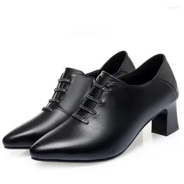 Dress Shoes 2023 Autumn Classic Fashion Women High Heel Large Size 35-43 Rhinestones Genuine Leather Pumps