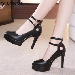 Heels Small Size 3243 Quality Strap Ankle Soft Leather Shoes Women 2022 Stilettos High Heels Platform Pumps for Office Model Dance