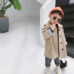 Jackets Autumn Korean Style Fashion Boys Trench Kids Loose Striped Patchwork Long Coats Children Outwears