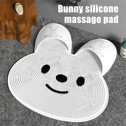 Bath Pad Cute Rabbit Antislip Brush Silicone Massage Mat Foot Slipper Shower Bathroom Cleaning Tool 231221