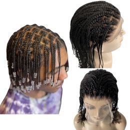 Malaysian Virgin Human Hair Systems #1b Natural Black Box Braids Toupee 8x10 Mono Lace Unit for Blackman