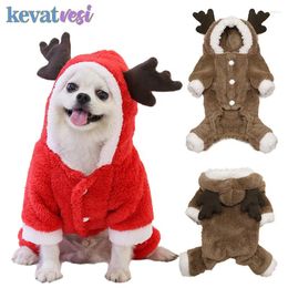 Dog Apparel Winter Jumpsuit Warm Fleece Jacket Pyjamas Cute Elk Clothes For Small Chihuahua Christmas Cat Costume Ropa Perro