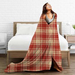 Blankets Red And Natural Plaid Blanket Flannel Summer Retro Multifunction Ultra-Soft Throw For Bed Outdoor Rug Piece