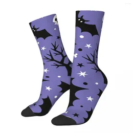 Men's Socks Happy Purple Retro Harajuku Halloween Street Style Novelty Crew Crazy Sock Gift Pattern Printed