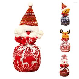 Christmas Decorations Gift Bag Lovely 3D Decor Santa Claus Snowman Fabric Drawstring Package Children Festival Present