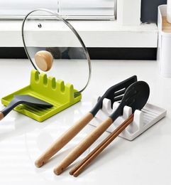 Spoon Spatula Shelf Tool Multifunction Mat Kitchen Utensil Rest Storage Cooking Holder Pad Tools Green White3997951