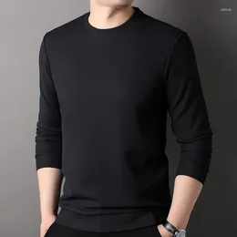 Men's T Shirts O-Neck Long Sleeve T-shirt Spring Autumn Solid Color All-Match Casual Simple Tops Fashion Loose Handsome Male Pullovers