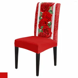 Chair Covers Valentine Rose Red Cover Set Kitchen Stretch Spandex Seat Slipcover Home Decor Dining Room