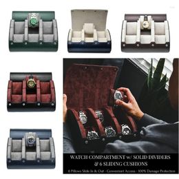 Jewellery Pouches Watch Box 6 Grids Leather Storage Boxes For Mechanical Wrist Packaging Multifunction Gift Women Men Travel
