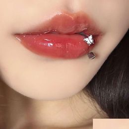 Labret Lip Piercing Jewelry Little Bear Gras Butterfly Titanium Steel Ring Spicy Girl Nail Instagram Sweet Cool Pure Desire Style S Dhxha