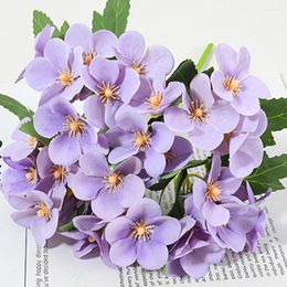 Decorative Flowers 1 Bunch Artificial Flower Silk Fake Geranium Branch Bouquet For Bride Wedding Table Party Vase Home Room Decoration