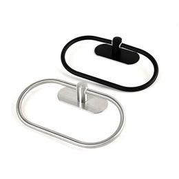 Oval Towel Ring Wall Mount Holder Stainless Steel Hanger Save Space 231221