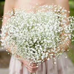 Decorative Flowers White Gypsophila Artificial Wedding Bouquet DIY Arrangement Plastic Babies Breath Fake Flower Home Decor 5Pcs