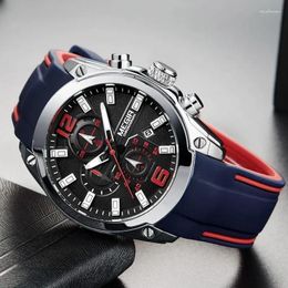 Wristwatches Uxury Men's Watch High Quality Luminous Waterproof Chronograph Three Eyes Automatic Period Quartz Calendar Clock