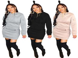 Fall winter clothing Women hoodie dress long sleeve hooded onepiece dress plus size 2XL pullover sweatshirts fashion hoodies top 8272739