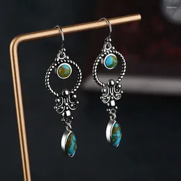 Dangle Earrings 925 Vintage Thai Silver Inlaid Turquoise Engagement Wedding Gifts Party Jewelry Wholesale