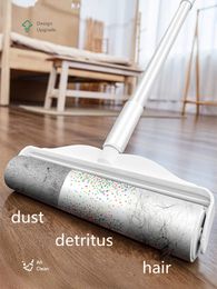 Dust Hair Roller Stick Retractable Dog Pet Clothes Carpet Cleaning Sticking Paper Sticky Tearable Duster Remover Lints Catcher 231221