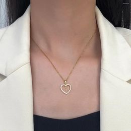 Pendant Necklaces Women's Temperament Necklace Brick Inlaid Heart Paired With Cross Valentine's Day And Christmas Jewellery Gifts