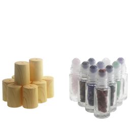 700Pcs Lot 5ml Empty Glass Roll-on Perfume Bottle 5cc Clear Refillable Essential Oil Bottles With Plastic Wooden Grain Lid Cosmetic Pac Udml