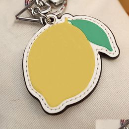 Key Rings Keychain Luxury Designer Fashion Keys Pendant Sier Key Buckle Classic Plant Lemon Genuine Leather High Quality Keychains Or Dhkpr