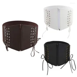 Belts Gothic Solid Color Lift Up Female Waist Corset Wide Faux Leather Belt Women Slimming Waistband Elasticity Corsets