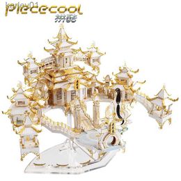 3D Puzzles MMZ MODEL Piececool 3D metal puzzle THE MOON PALACE Assembly Model DIY 3D Laser Cut Model puzzle toys gift for adult YQ231222