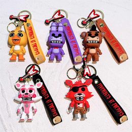 Anime Midnight Bear Freddy Keychains Cartoon Rubber Toy Bear Keychain Car backpack pendant