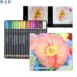 24pcs Colored Pencil Set PlantsCharactersArchitecture Oil Color Drawing Sketching Art Supplies For Artists Students 231221