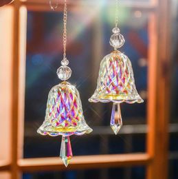 Crystal Rainbow Maker Indoor Window Prism Bell Wind Chimes Christmas Tree Hanging Pendant Ornaments Garden Decorations